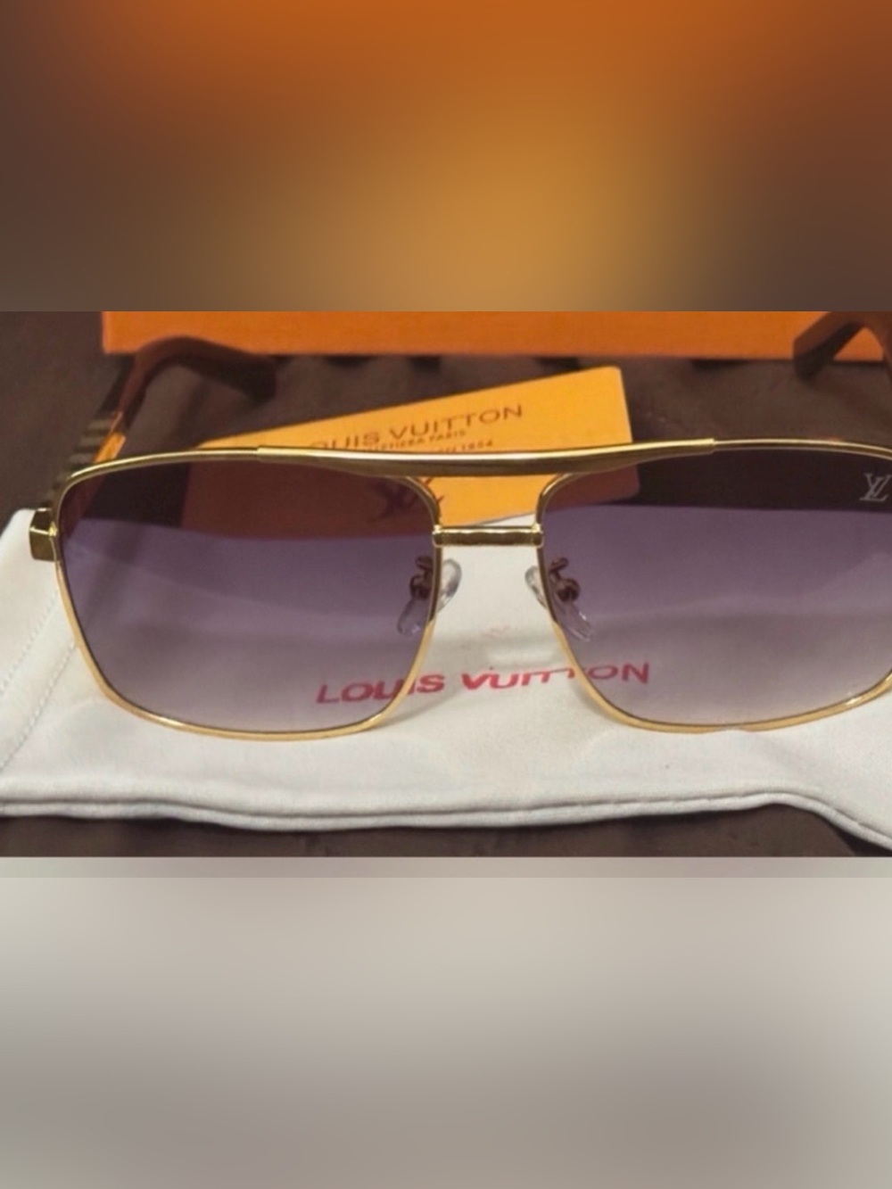 Gold & Brown Square-Frame Sunglasses